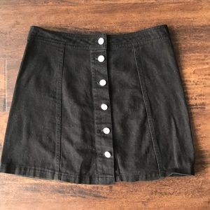 Button down black denim skirt